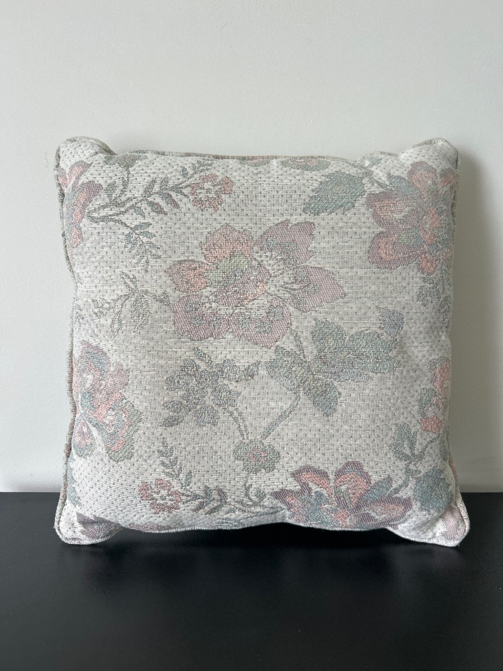 Vintage Tapestry Floral Throw Pillow Muted Pastel Boho Accent Cushion
